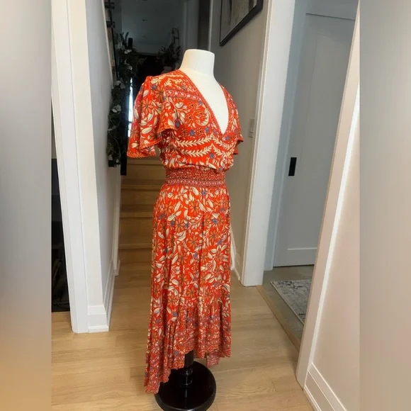 Anthropology Abel The Label Elegant Floral V-Neck Asymmetrical Dress S - Picture 3 of 10